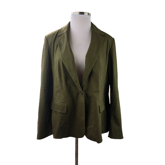 Lane Bryant Single Button Blazer Green Business Office Work Wear Plus Size 22/24 - Picture 2 of 7